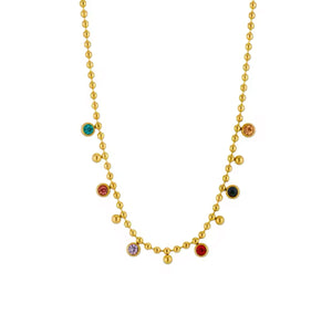 Kyra Gold Gem Necklace